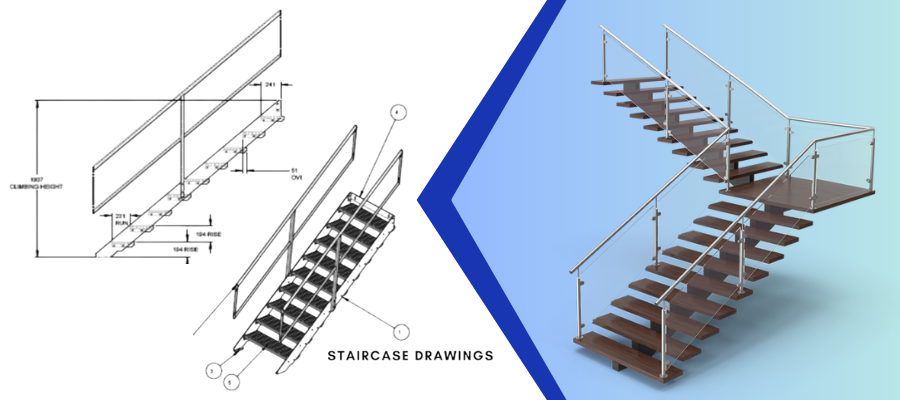 Professional Steel Staircase Drawing Services – TrueCADD