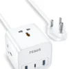 FEDUS 3M Surge Protector, 3 Way Cube Shape Universal Sockets with USB Port Type A & C, 9.8 Ft Long Cable, Extension Board Cord, Automatic Overload Protection, Fireproof Power Strip Switch board, Spike Guard