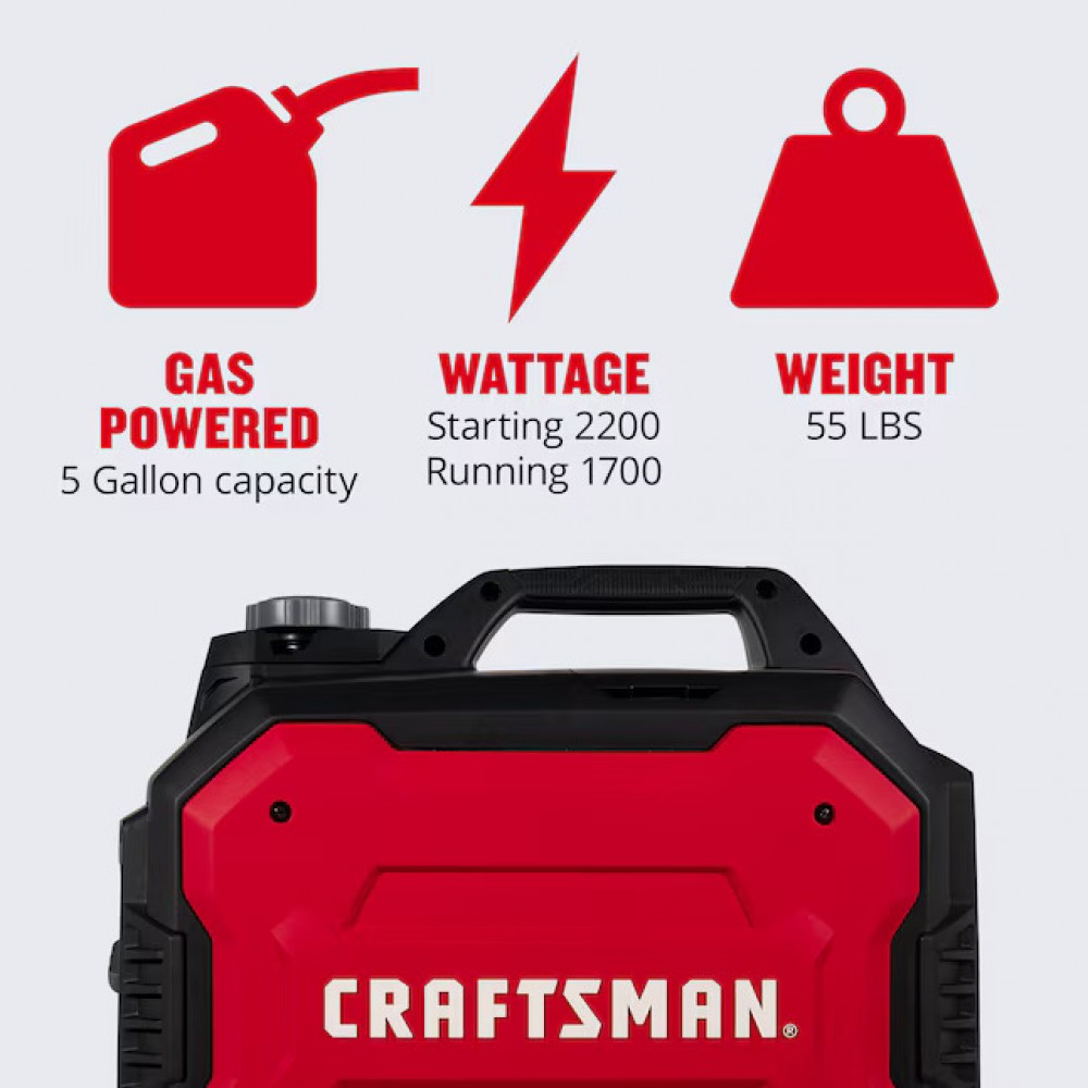 CRAFTSMAN 2500i 2500-Watt Portable Inverter Generator – Gasoline Single Fuel (TOOLSEQUIP)